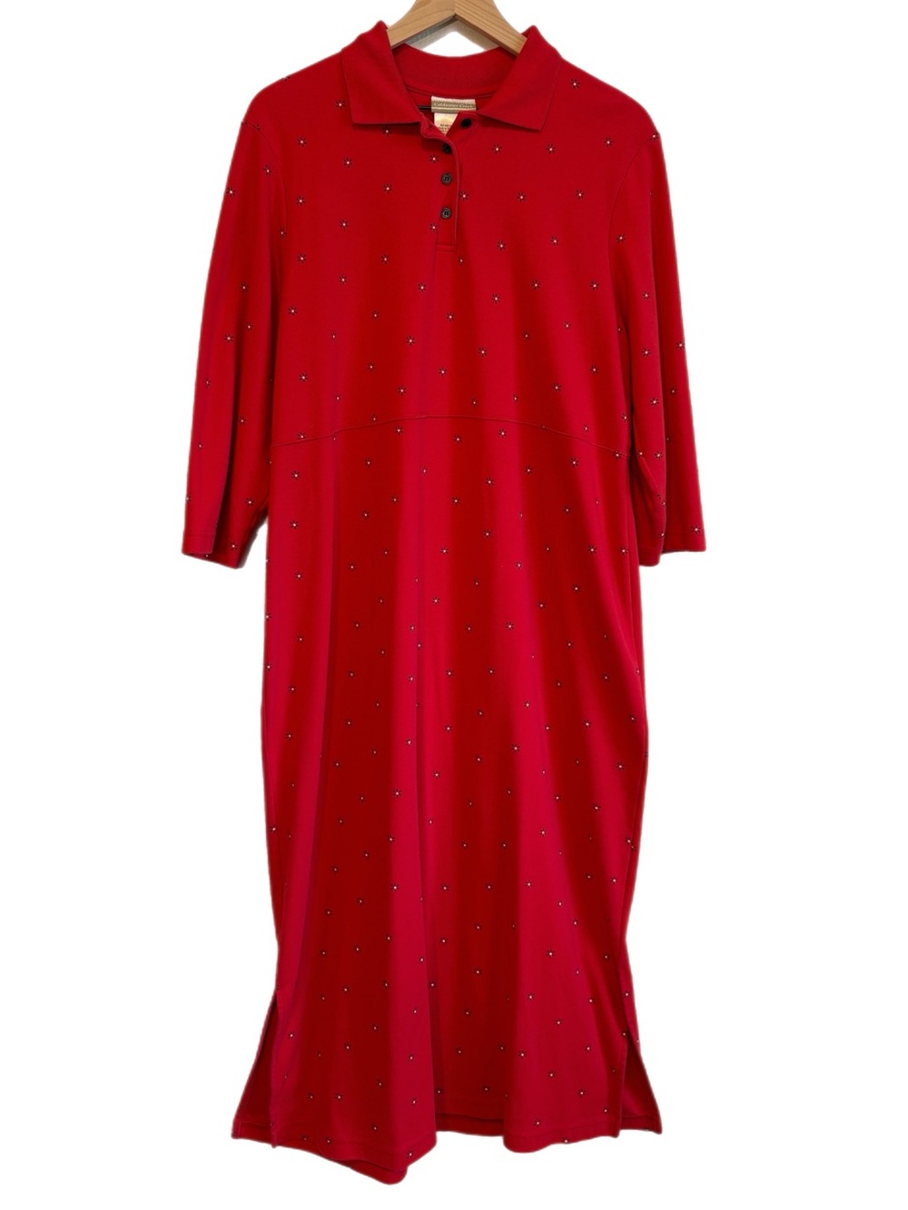 Coldwater Creek Vintage Red Ditsi Floral Maxi Dress 1X Cottagecore Country